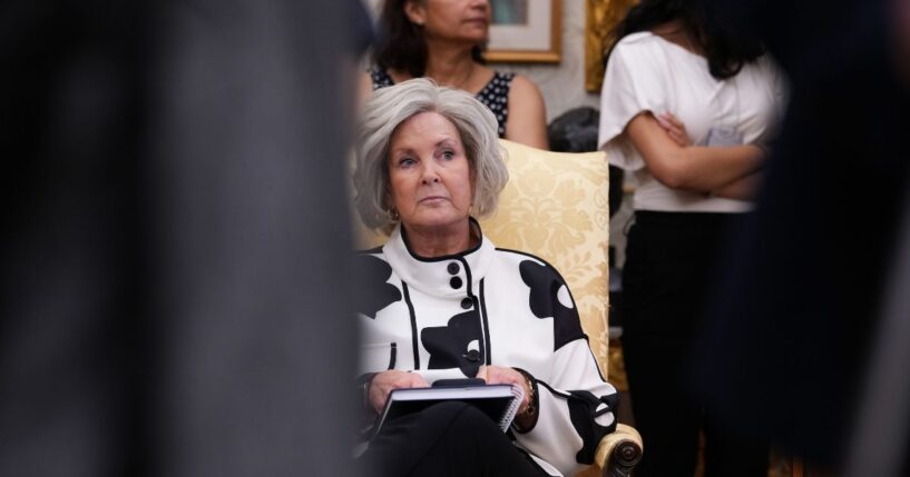 White House Chief of Staff Susie Wiles looks on as President Donald Trump speaks in the Oval Office of the White House in Washington on Sept. 4, 2026.