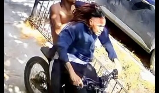 A photograph of two suspects in an Oct. 2 robbery posted by NYPD Crime Stoppers.