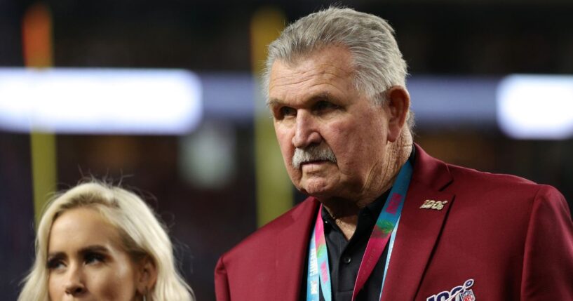 Mike Ditka is honored on the field before Super Bowl LIV in Miami, Florida, on Feb. 2, 2020.