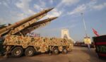 Iranian-produced Zolfaghar missiles stand in Azadi Square in Tehran on Aug. 2, 2026.