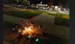 Candles and flowers are seen at a makeshift memorial outside the Silver Rail Elementary School following a mass shooting Thursday in Bend, Oregon.