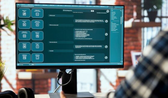 A computer displays an artificial intelligence system.