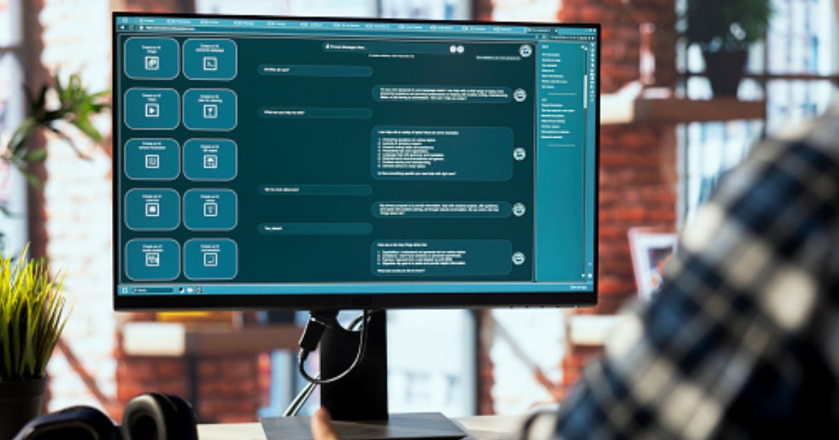 A computer displays an artificial intelligence system.