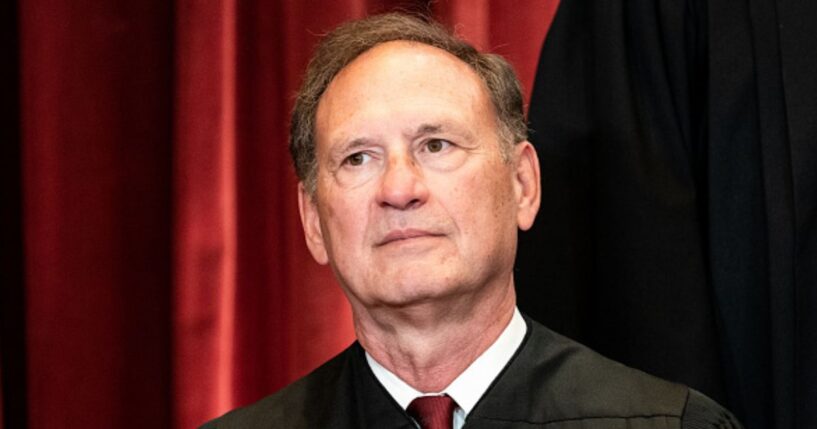 Supreme Court Justice Samuel Alito poses for a group portrait on April 23, 2021.