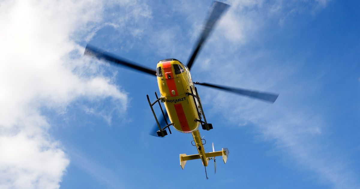 A medical helicopter, similar to that seen in a stock photo, crashed off the California coast. One occupant is missing, two were confirmed dead, and two were hospitalized.